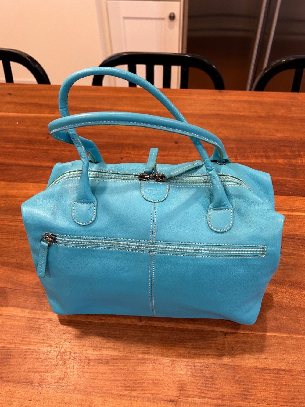 Bric's Milano vintage turquoise leather satchel handbag western modern